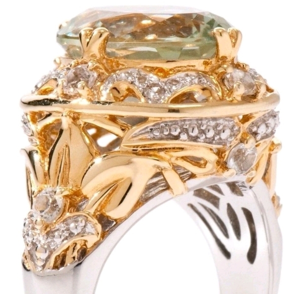 Victoria Wieck Prasiolite & White Topaz Ring 14k Gold & Sterling Silver Sz 7! - Picture 10 of 10